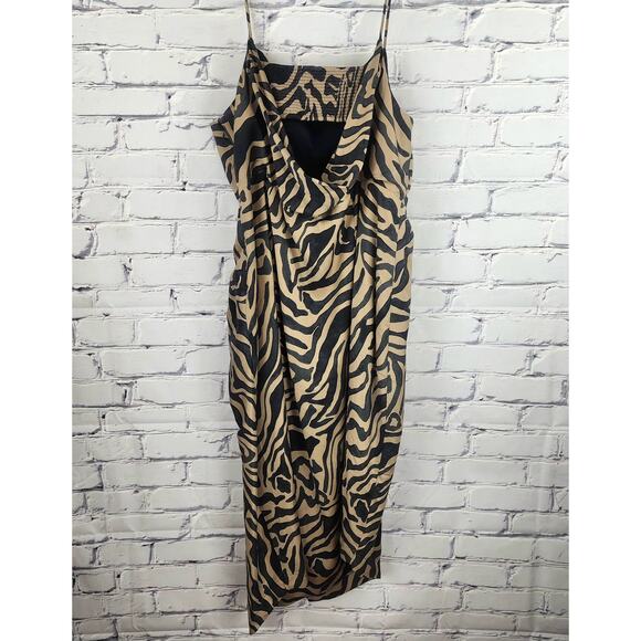 Anthropologie Dress Womens 22 Sleeveless Draped-Back Animal Tiger Slip Mob Wife - Picture 6 of 10